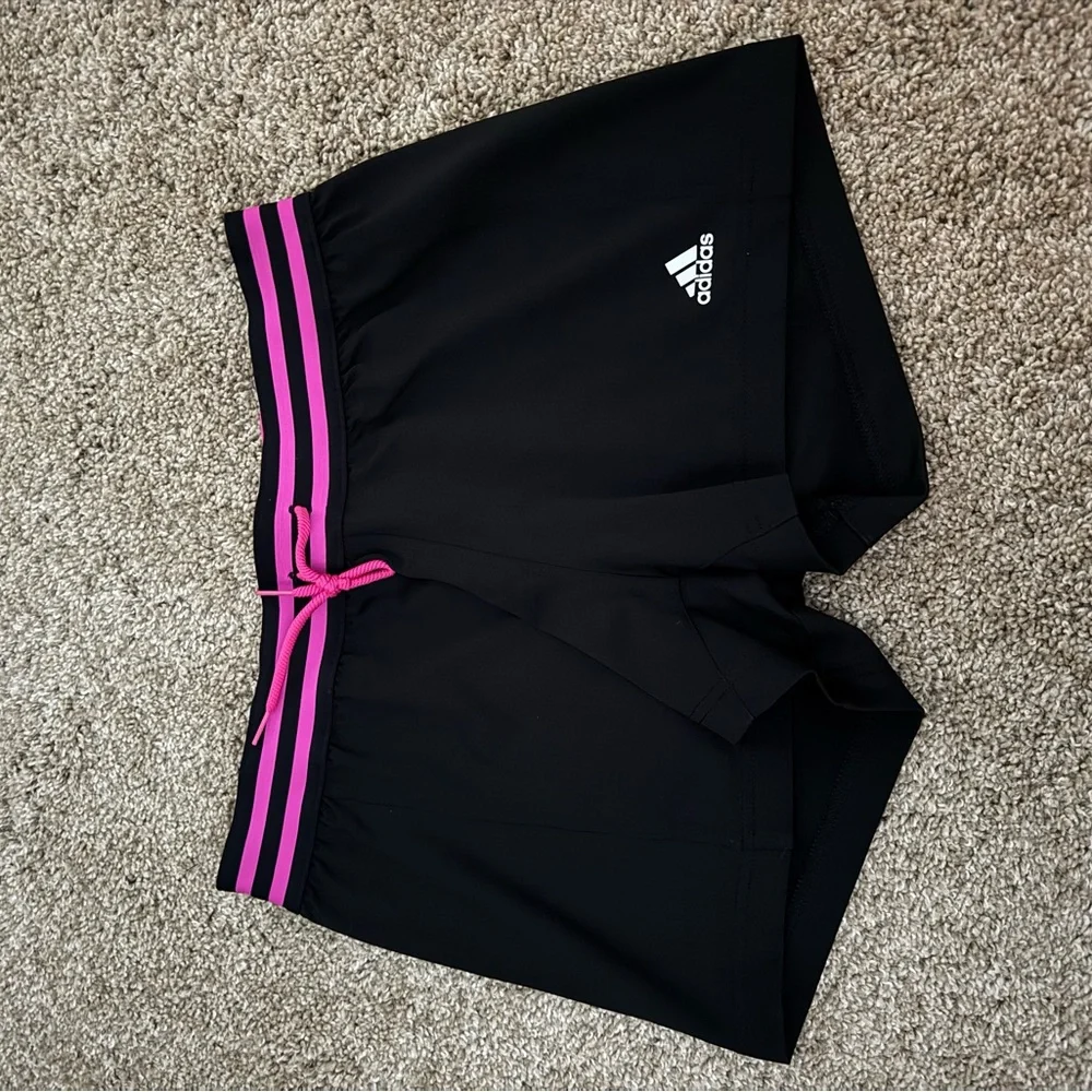Adidas Women's Climalite Draw String Hot Pink Stripe Athletic Shorts Size S
